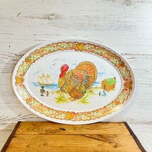 Vintage turkey platter brook park 1521melamine decor retro